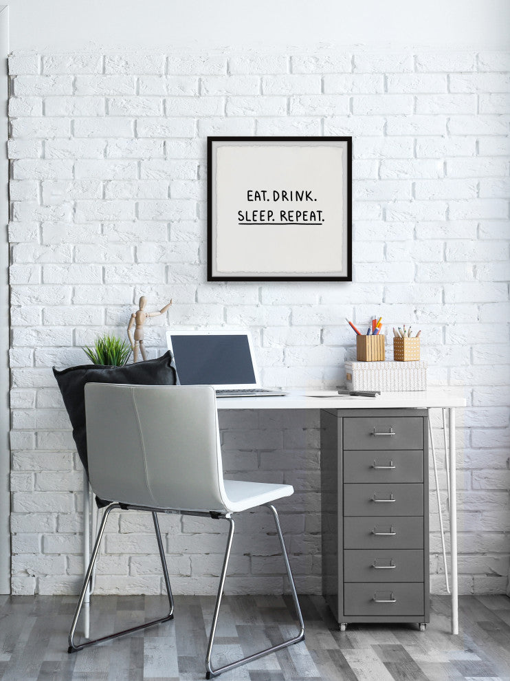 "Eat Drink Sleep" Framed Painting Print, 32x32