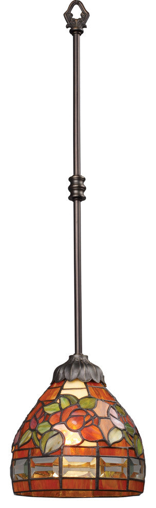 ELK LIGHTING 08025-Tb Classic Tiffany 1-Light Pendant In Bronze Finish
