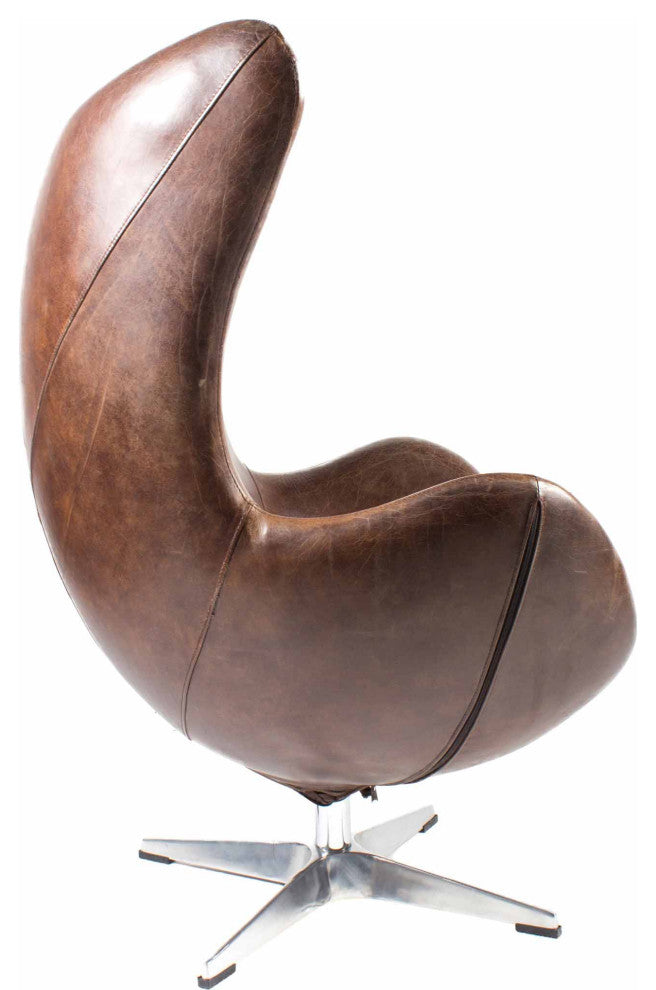 First of A Kind St Anne Swivel Club Chair Cappuccino Brown Leather