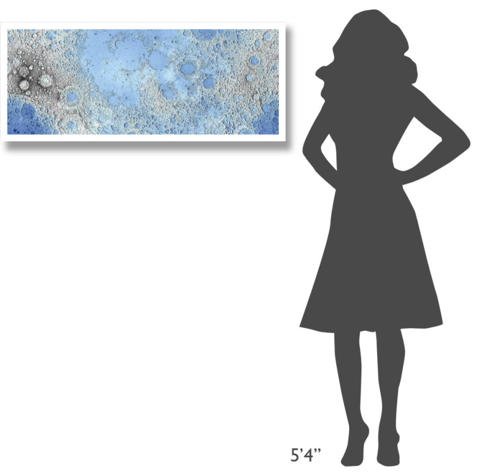 "Unmarked Decorative Topographic Map of the Moon, Projection" Paper Art, 42"x18"