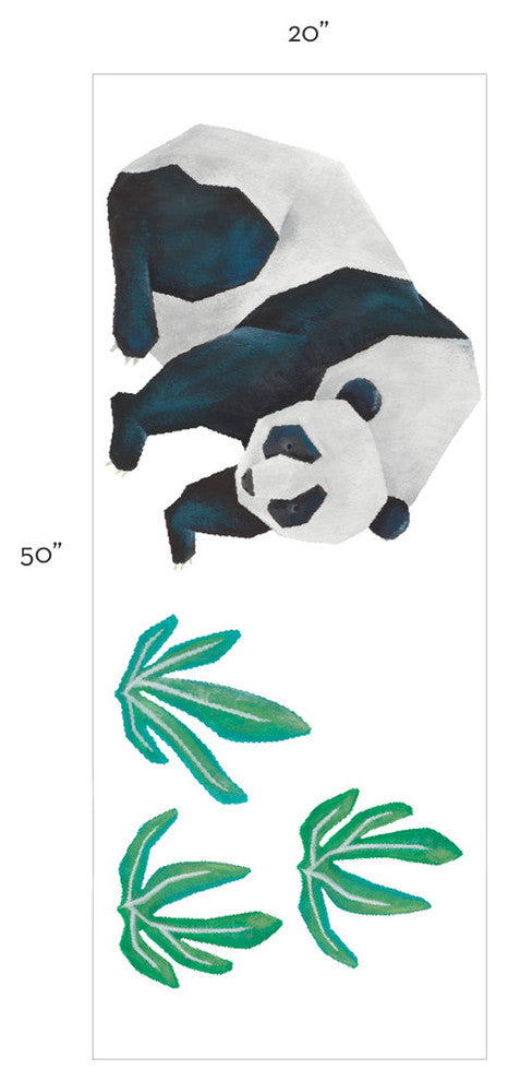 Wild Animals, Tropical Leaves Vinyl Wall Sticker, Panda