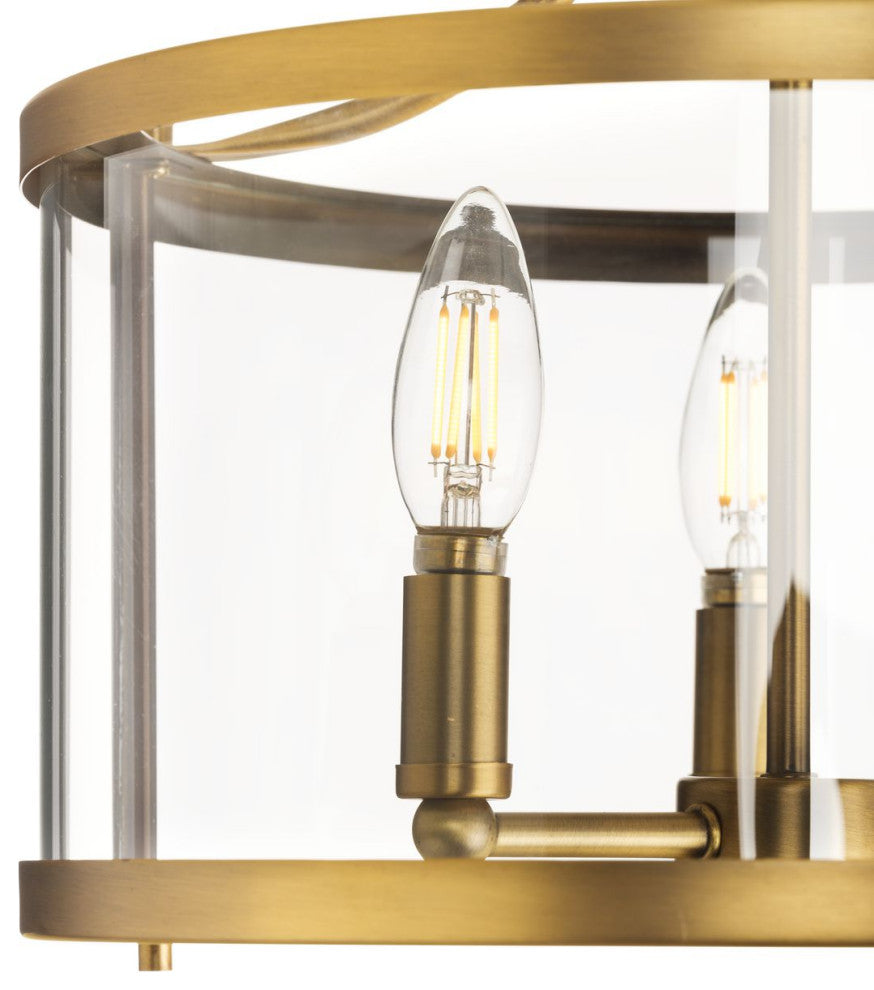 Gilliam Collection 13" Three-Light Vintage Brass Semi-Flush Mount