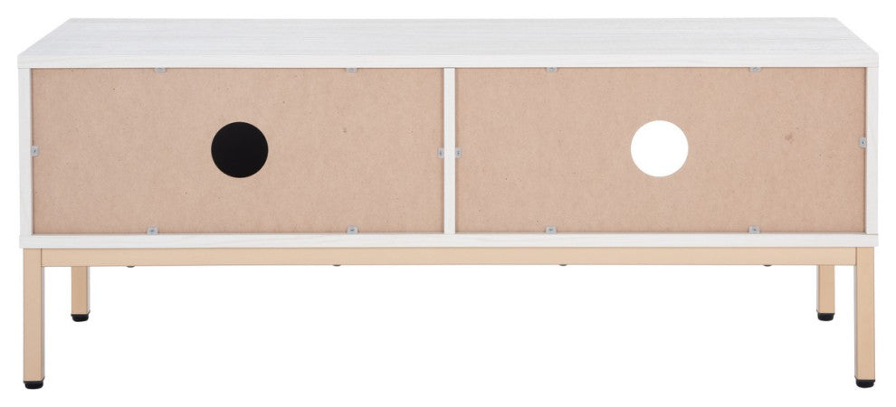 Safavieh Lylia 1 Door Media Stand, Bleached White/Gold