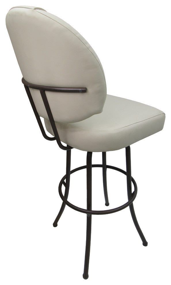 Swivel Bar Stool, Ocean Beige Vinyl, Brown Metal Frame, 30"