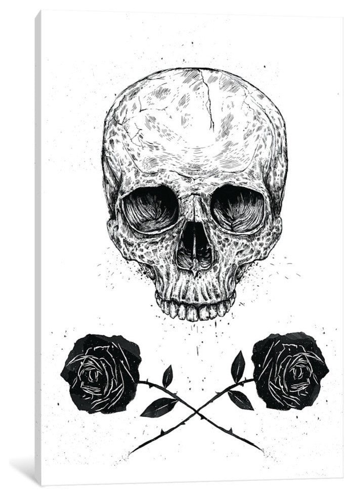"Skull 'n' Roses" by Balazs Solti, Canvas Print, 18"x12"