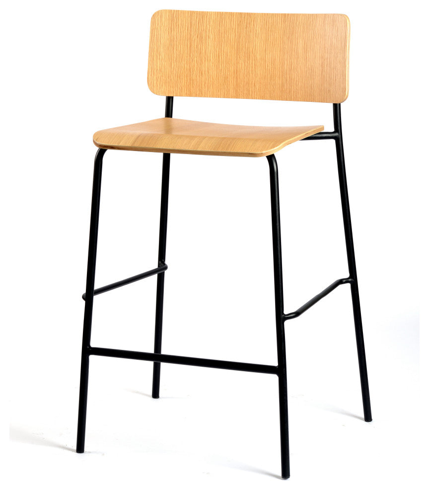 Mia Barstool, American White Oak With Metal Frame, Counter Height (Seat H: 25.5'