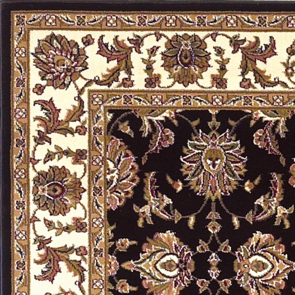 KAS Cambridge 7313 Black/Ivory Kashan Area Rug, 2'2" x 7'11" Runner