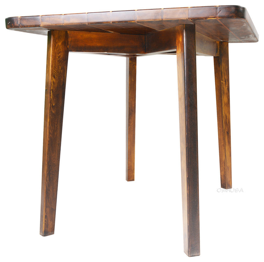 Nautical Table With Inlay Wood Stripes, Small
