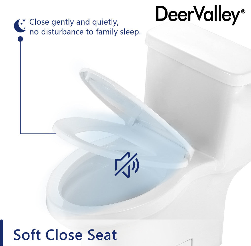 White ADA Comfortable Height toilet Elongated One Piece High-Efficiency Flush