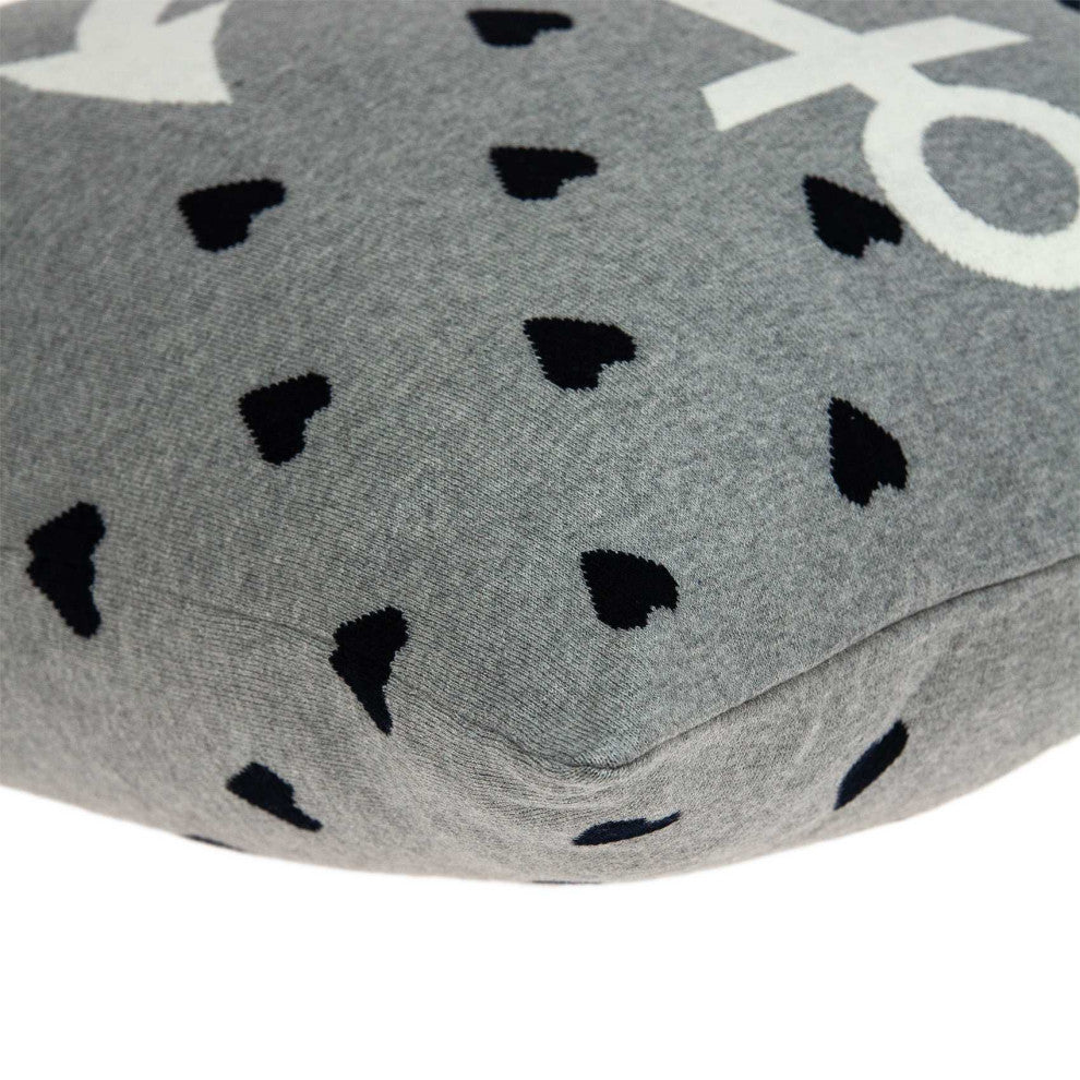 HomeRoots Grey White and Black Nautical Anchor Pillow Cover