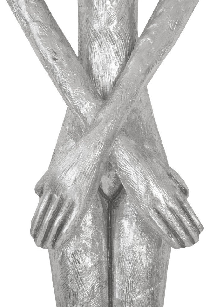 Skinny Female Wall Art, Resin, Silver Leaf