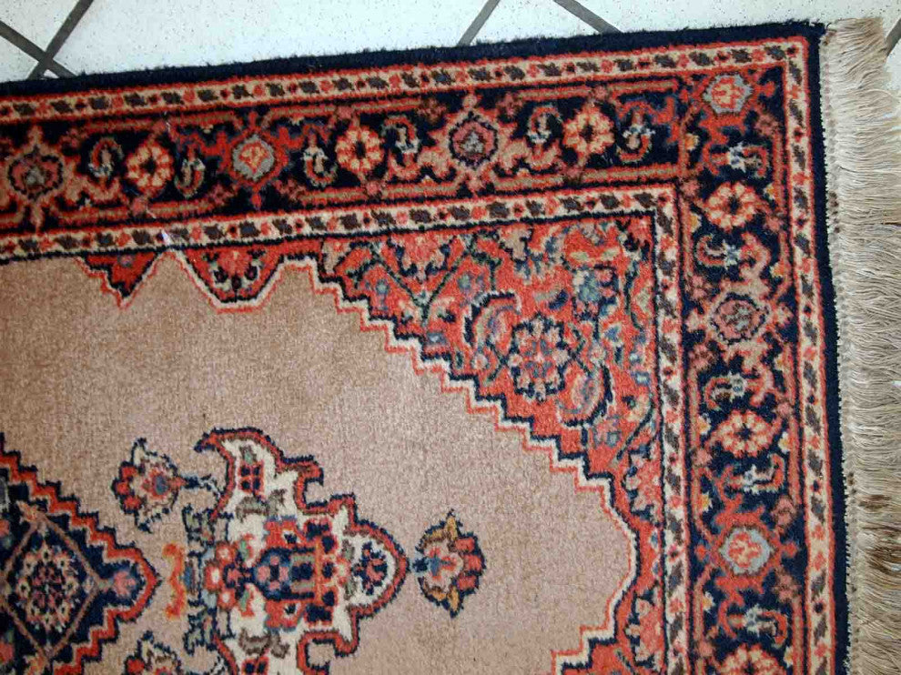 Handmade Vintage Indo-Tabriz Rug, 1.9'x3.9', 60cmx118cm 1960s
