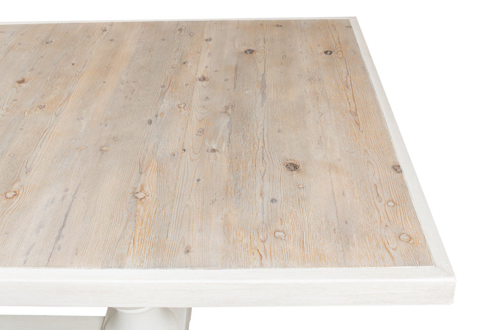 108 White Rectangular Trestle Dining Table for 8 People