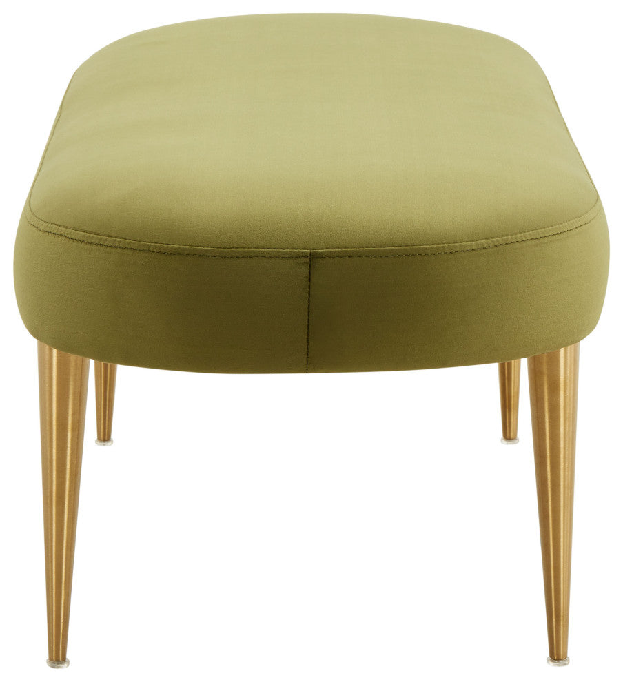 Safavieh Couture Corinne Velvet Oval Bench, Olive Green