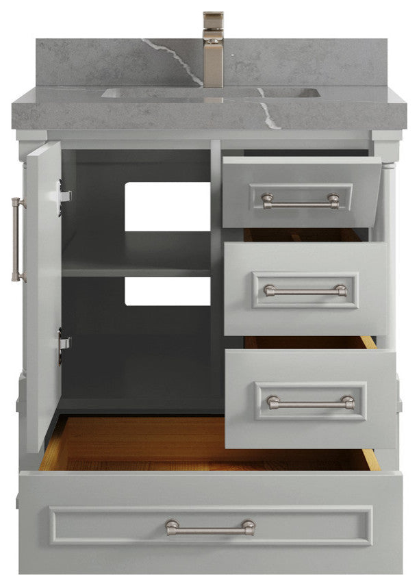 Aberdeen 30 Single Sink Bath Vanity in Coventry Gray 2" Piatra Gray