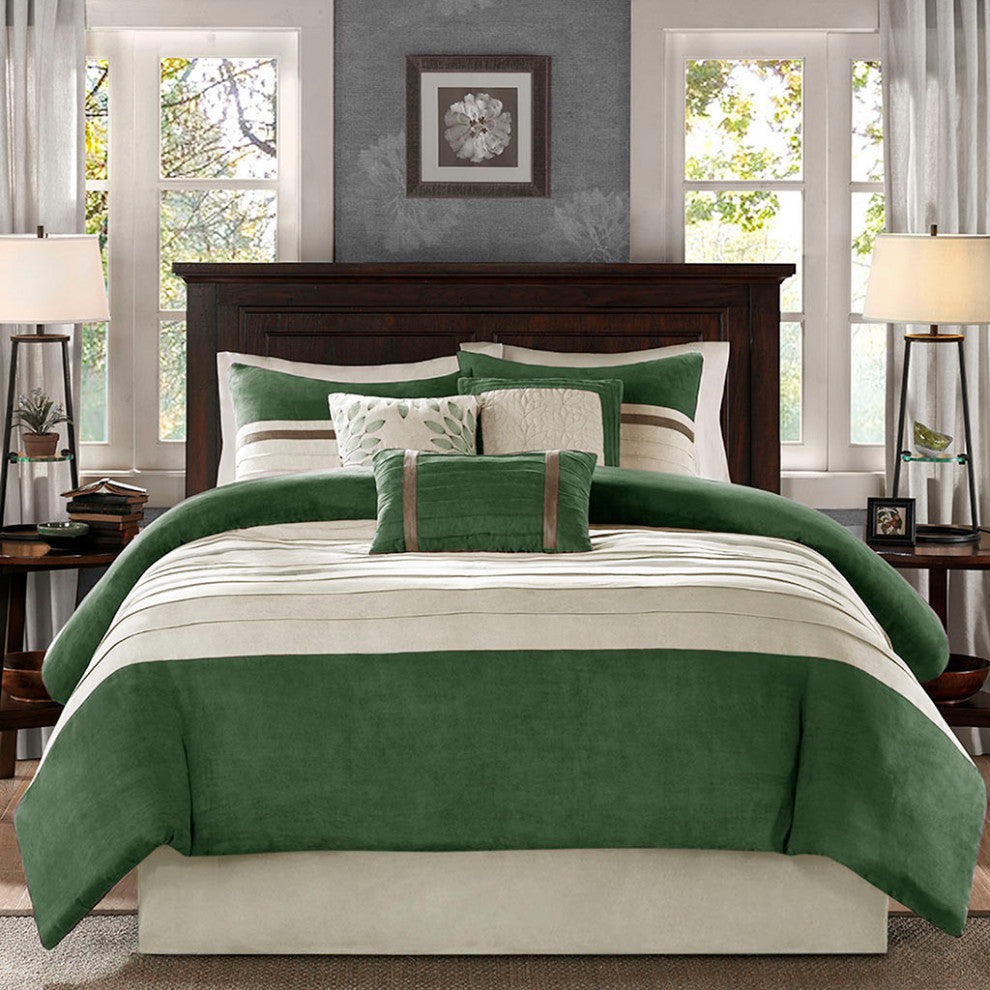 Madison Park Palmer Vera Microsuede 7-Piece Comforter Set, Green