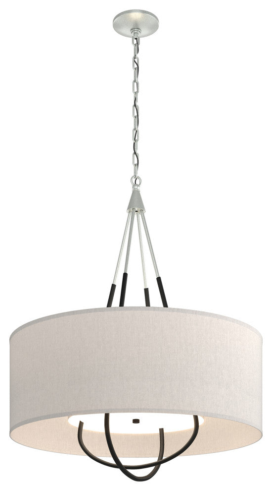 Loop Pendant, Vintage Platinum Finish, Black Accents, Flax Shade