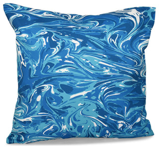 M?lange, Geometric Outdoor Pillow, Turquoise, 18"x18"