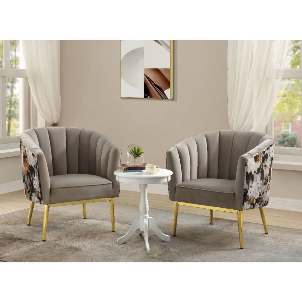 Acme Colla Accent Chair Gray Velvet and Gold