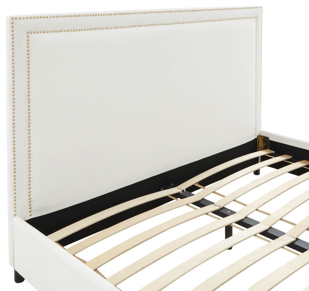 Reed White Velvet Bed in King - White