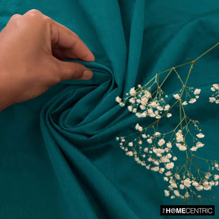 Peacock Blueish Green Art Silk Fabric By The Yard, 6 Yards For Curtain, Dress