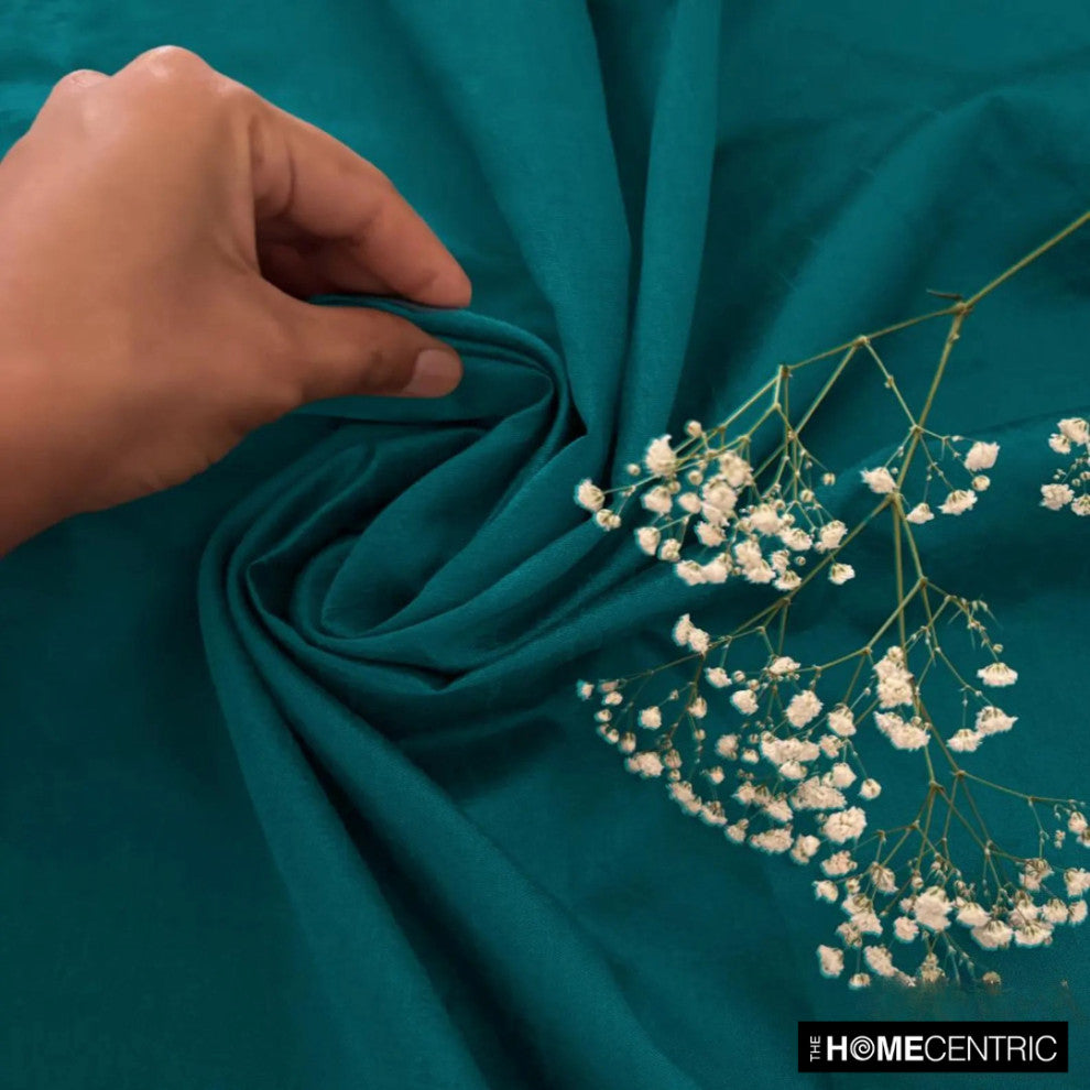 Peacock Blueish Green Art Silk Fabric By The Yard, 6 Yards For Curtain, Dress