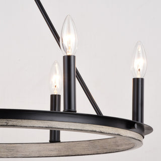 Russel 24.75" 6 Light Chandelier Matte Black and Weathered Gray