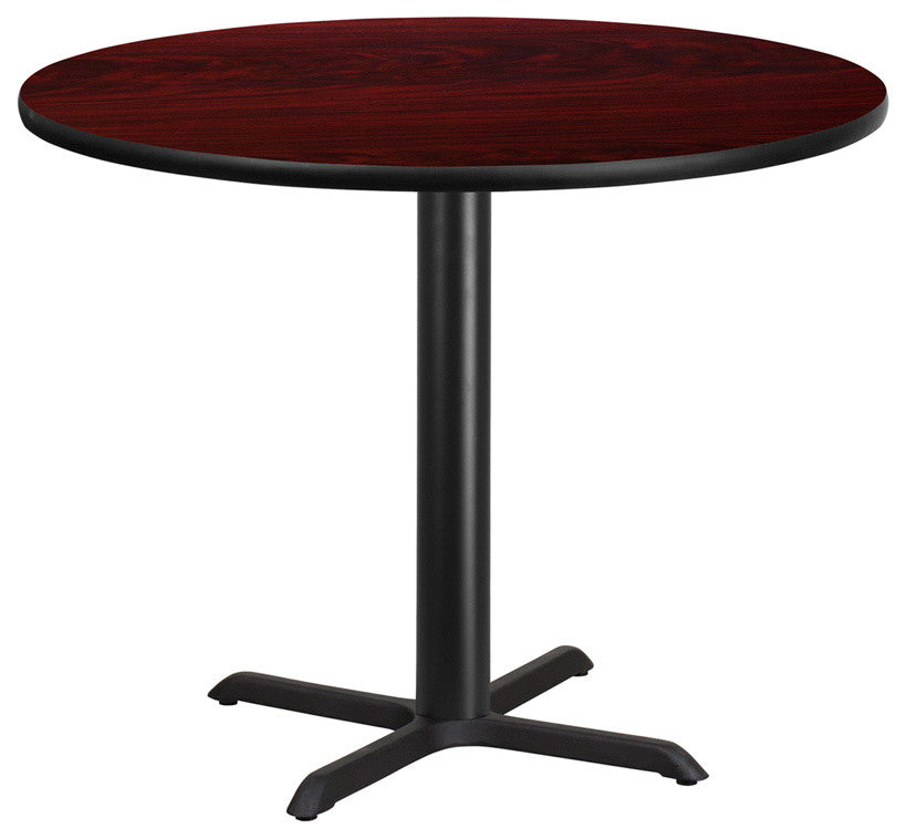 42'' Round Mahogany Laminate Table Top with 33'' x 33'' Table Height Base