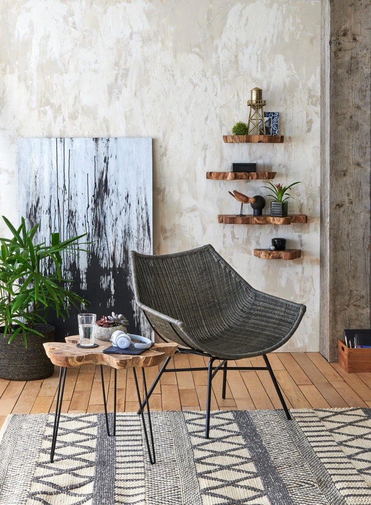 Kamala Gray Stained Rattan Lounge Chair