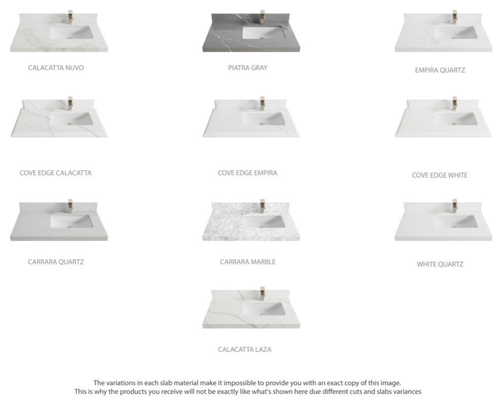 Malibu 36 Right Offset Bath Vanity in White  2" Calacatta Laza