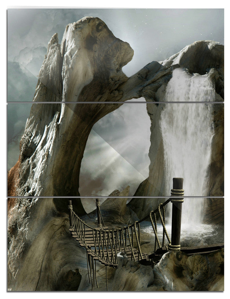"Large Trunk With Waterfall" Metal Wall Art, 3 Panels, 28"x36"
