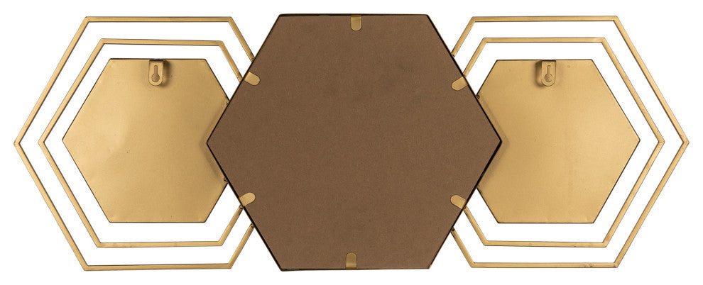 Gold Hexagon Trio Modern Wall Mirror