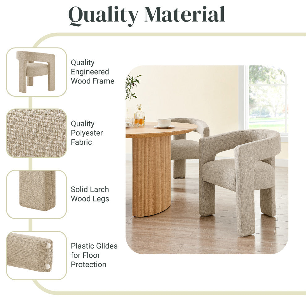 Sherlyn Dining Side Chair, Barley Beige, Fabric