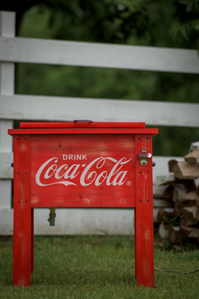 Coke Cooler 54Qt Wood Vintg Red