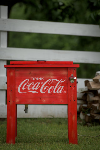 Coke Cooler 54Qt Wood Vintg Red