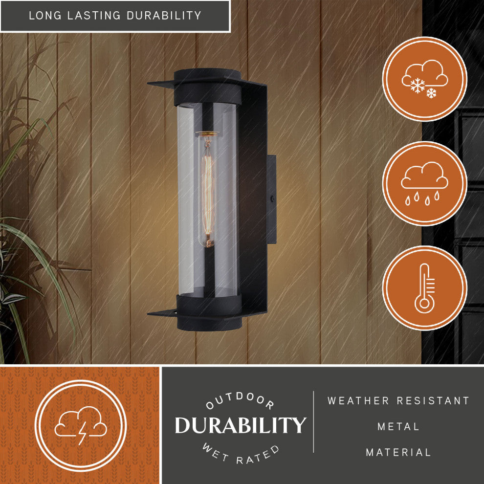 Brighton Park 14"H Outdoor Wall Light Textured Black