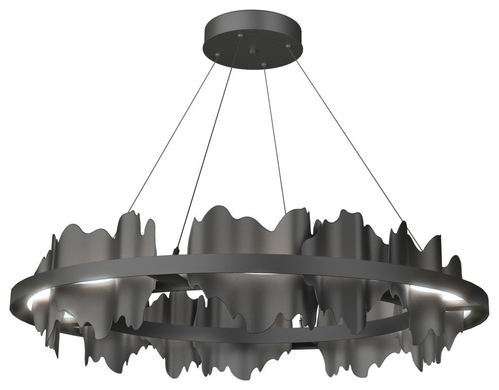 Hildene Circular LED Pendant, Black, Black, Standard Height