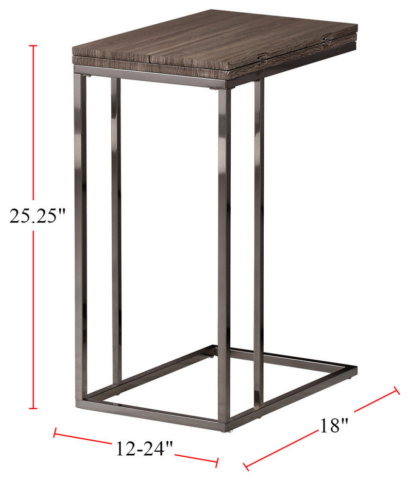 Snack Table With Nickel Base, Weathered Gray