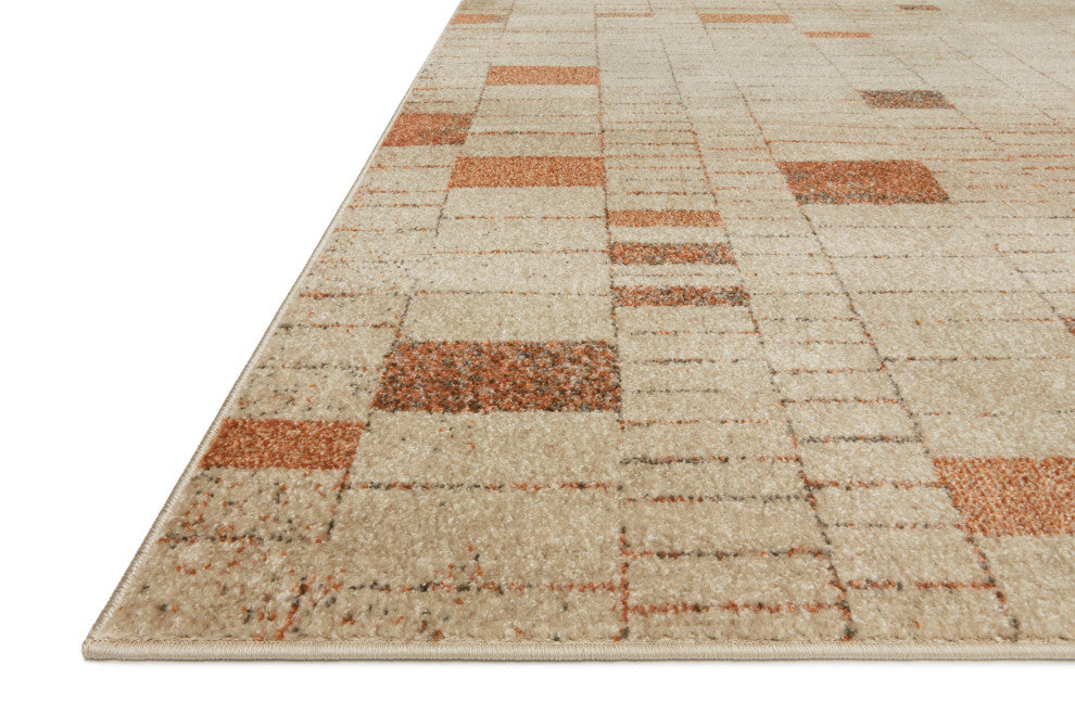 Loloi II Bowery BOW-02 Tangerine, Taupe Sample Swatch