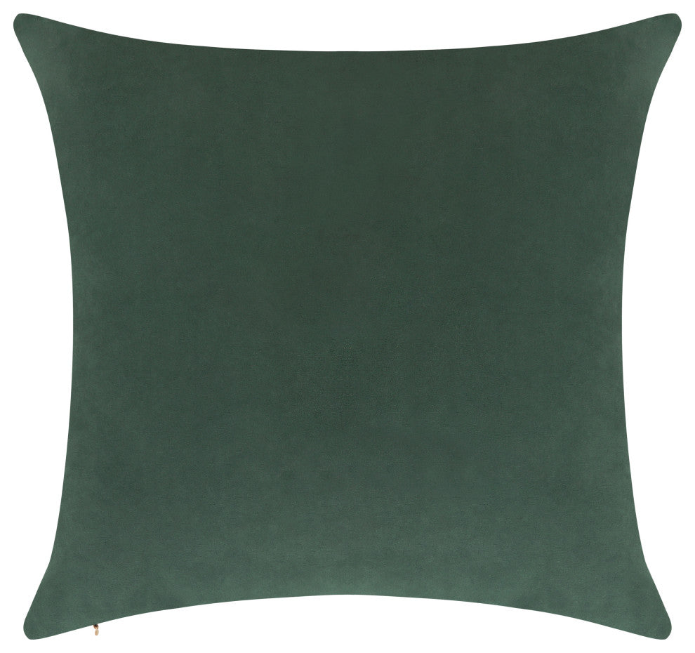 Delara Set of 1 Velvet 20x20", Cushion Cover, Bottle Green, Pillow Cover Only