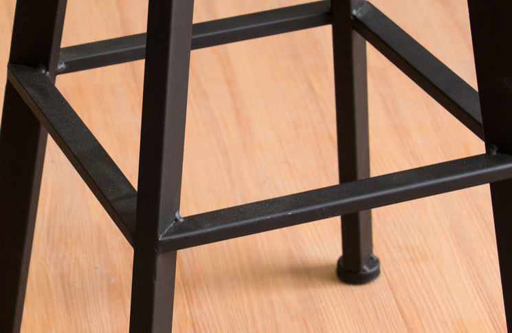 Industrial-Styled Iron Rotating and Lifting Bar Stool Made of Solid Wood, Copper