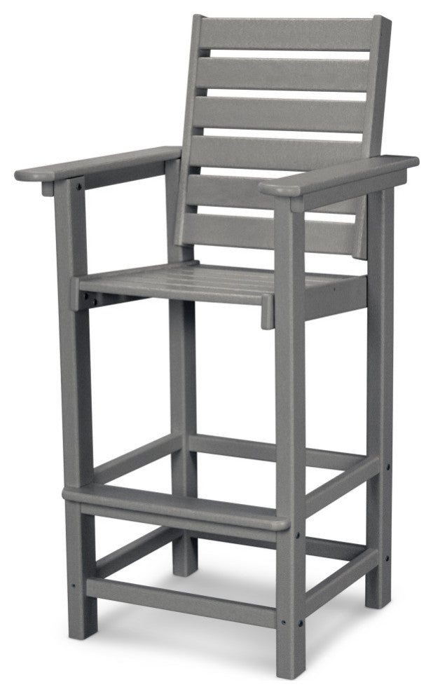 Polywood Captain Bar Chair, Slate Gray