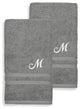 Denzi Hand Towels With Monogrammed Letter, Set of 2, M