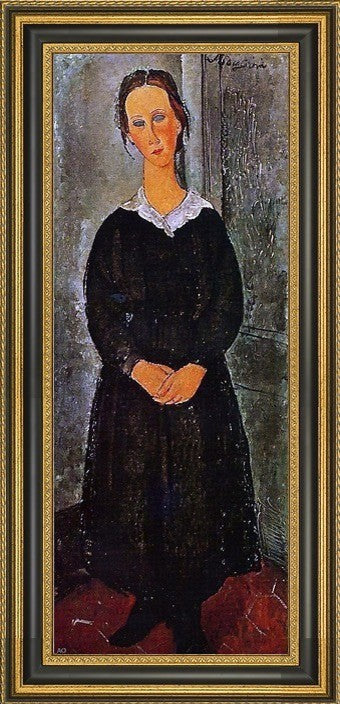 Amedeo Modigliani Young Servant Girl - 14" x 28" Framed Premium Canvas Print