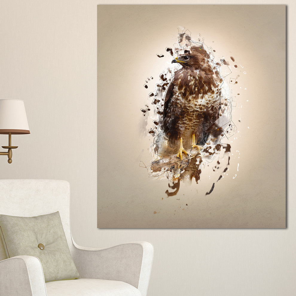 Abstract Falcon on Branch, Animal Canvas Wall Art, 30"x40"