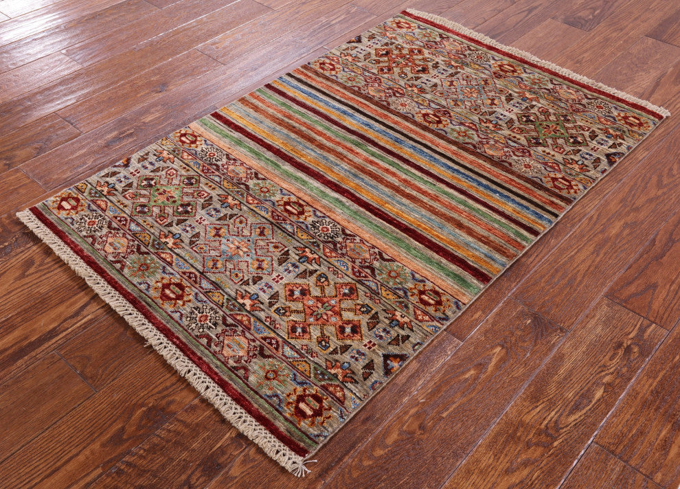 2' 8" X 4' 1" Handmade Khorjin Tribal Wool Rug Q8414