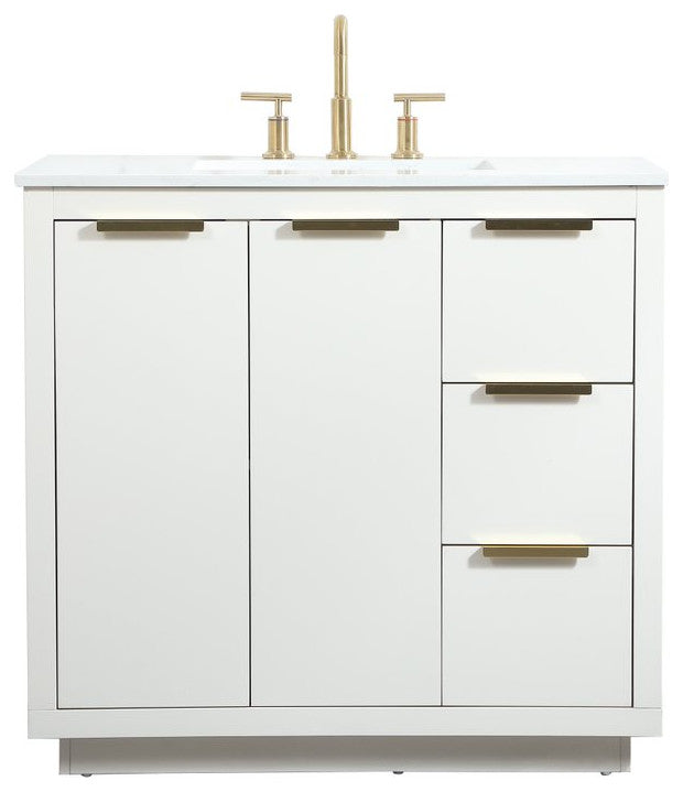 Bethany Single Bathroom Vanity, White, 36"