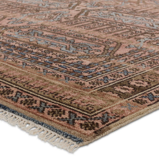 Leone Hand-Knotted Medallion Pink/ Blue Area Rug 5'6"X8'