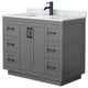 42" Single Bathroom Vanity, Dark Gray, Carrara Countertop, Sink, Black Trim