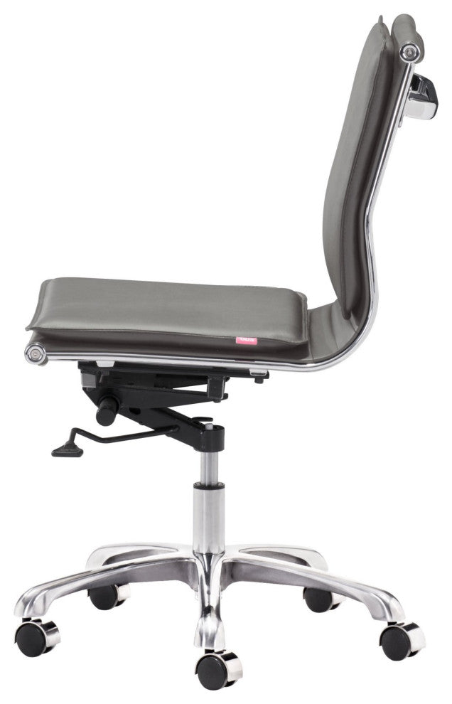 Computer Chair, Faux Vinyl Leather, Steel, Gray, Silver, Business Office